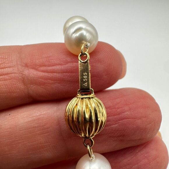 20" 14kt Yellow Gold Clasp and 8mm beautiful pearl necklace! - Picture 7 of 12